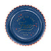 Blue paper plate with 'Home of the Free, Land of the Brave' text on a white background