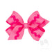 Pink hair bow with wavy pattern on a white background