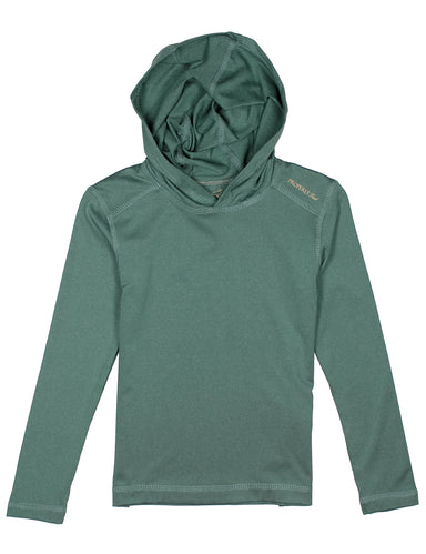 Green hooded long-sleeve shirt on a white background