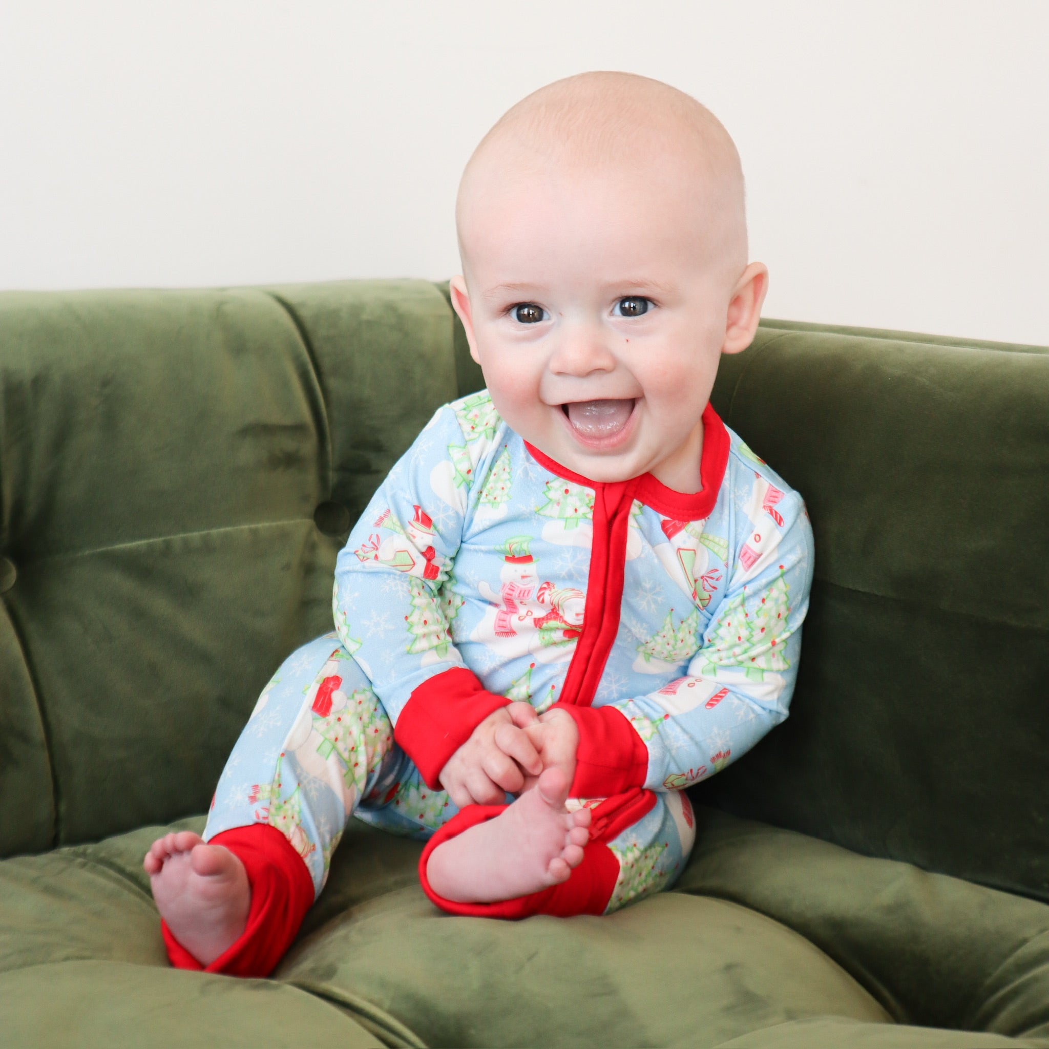 Zipper Romper - Blue Snowman