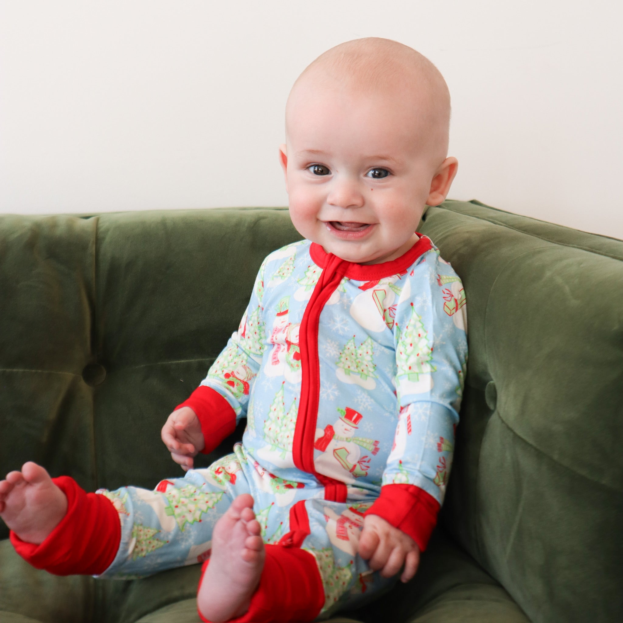 Zipper Romper - Blue Snowman