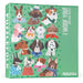 Puzzle box with illustrations of dogs wearing various outfits on a green background