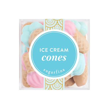 Pack of sugarfina ice cream cone-shaped candies with a blue label.