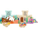 Colorful children's book or educational tool with illustrations of a castle, boat, and underwater scene on a white background.