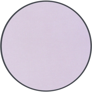 Round purple fabric sample with a black border on a white background