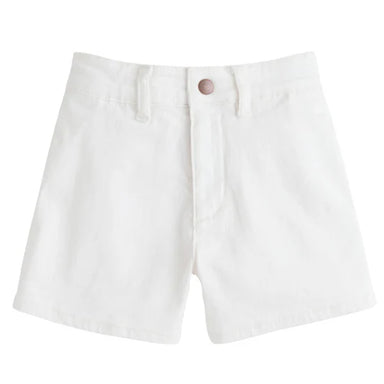 White shorts with a button on a white background
