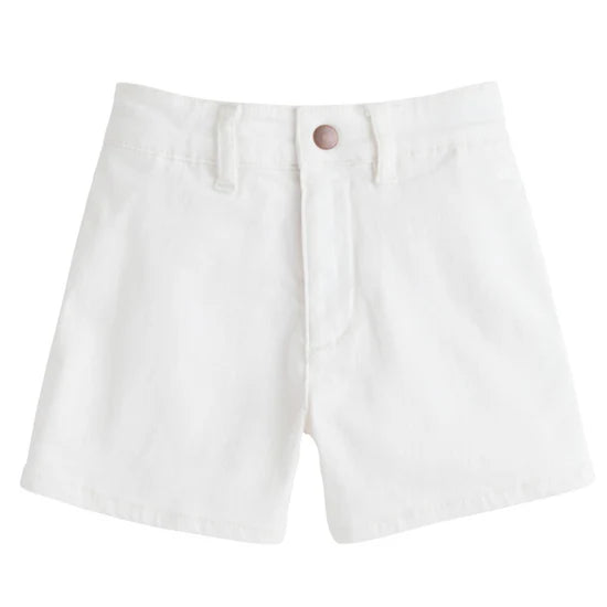 White shorts with a button on a white background