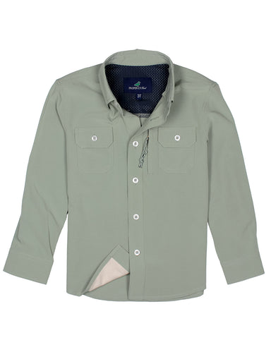 Green fishing shirt  on a white background