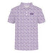 Lavender boys polo shirt with short sleeves repeated geometric pattern and small TCU logo by Scarlet and Gold for comfortable game day wear