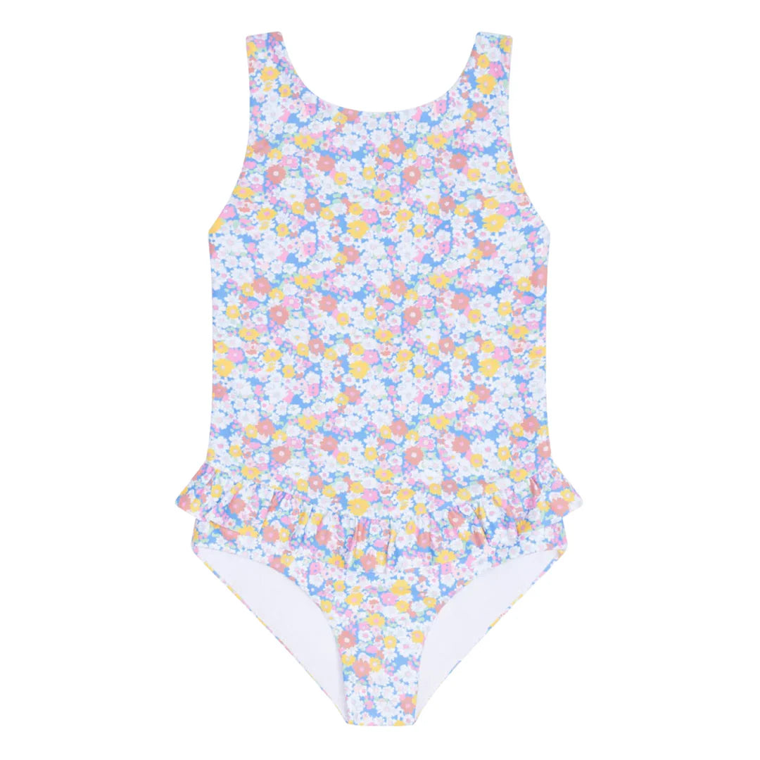 Floral patterned swimsuit on a white background