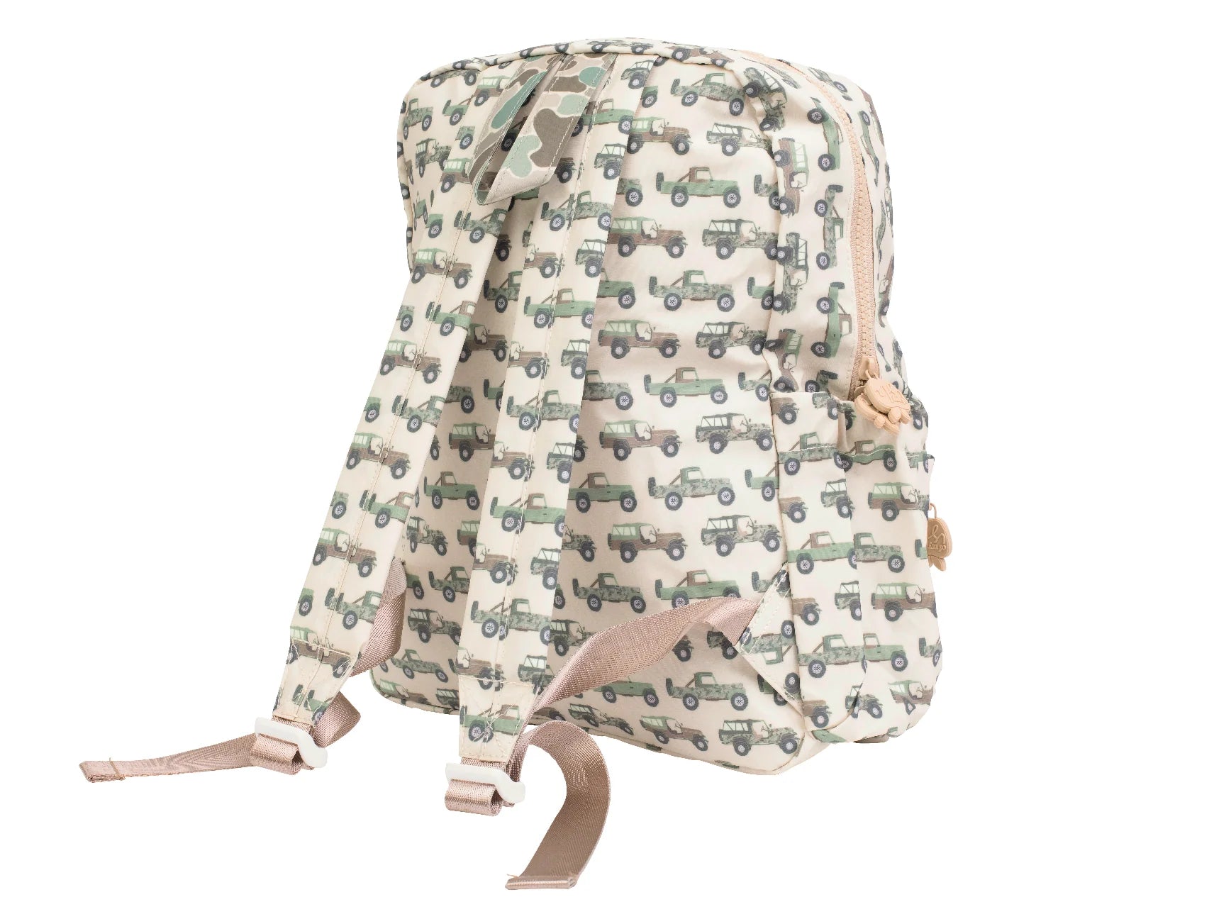 Backpack with jeeps pattern on a white background