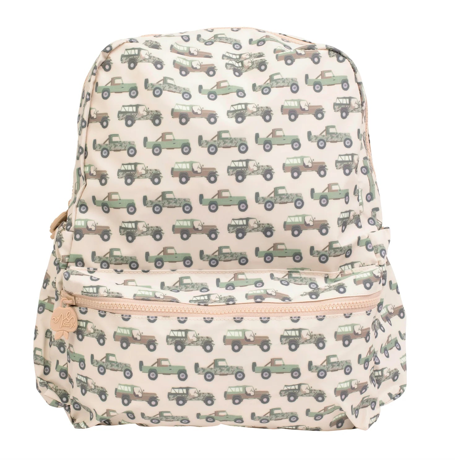 Backpack with jeeps pattern on a white background