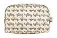 Cosmetic bag with jeep pattern on a beige background