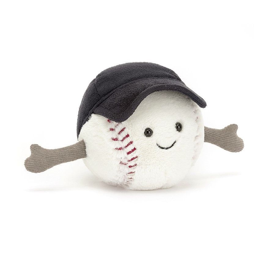 small baseball plush stuffed toy with baseball hat