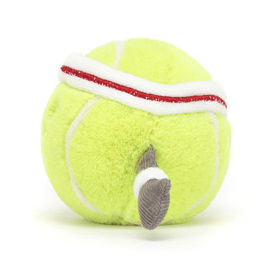 side view of plush tennis ball with sweatband
