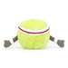 back view of tennis ball plush toy with sweatband and arms