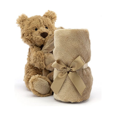 brown stuffed animal bear lovey rolled up