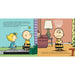 Comic book page with characters from 'Peanuts' in a room with a lamp and chair.