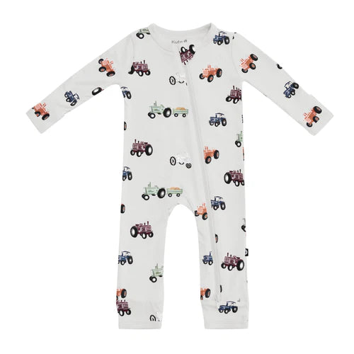 Zippered Romper - Tractor