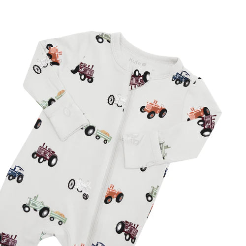 Zippered Romper - Tractor