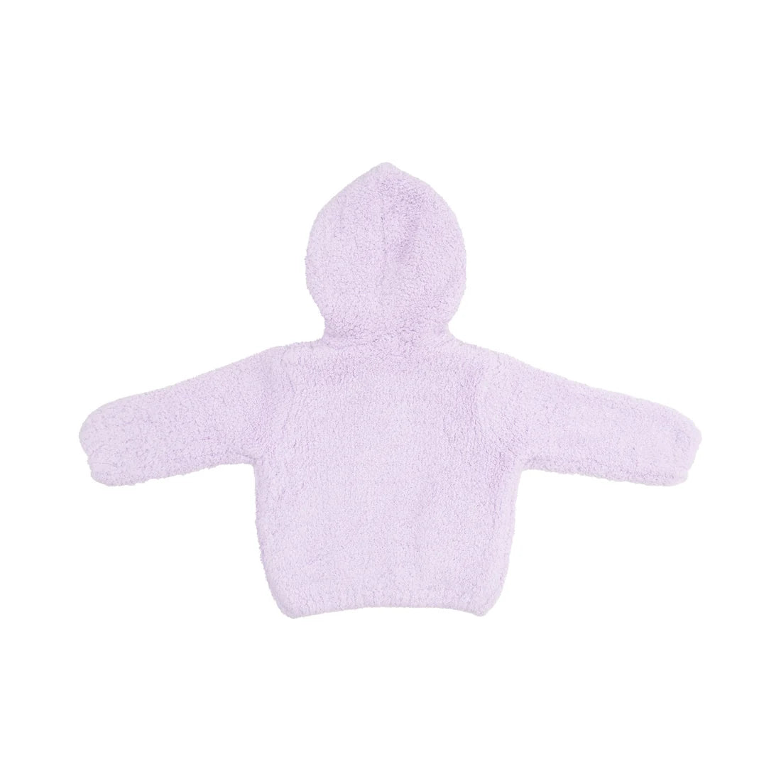 Angel Dear lavender chenille hooded jacket shown from the back with a cozy hood and long sleeves for a baby or child