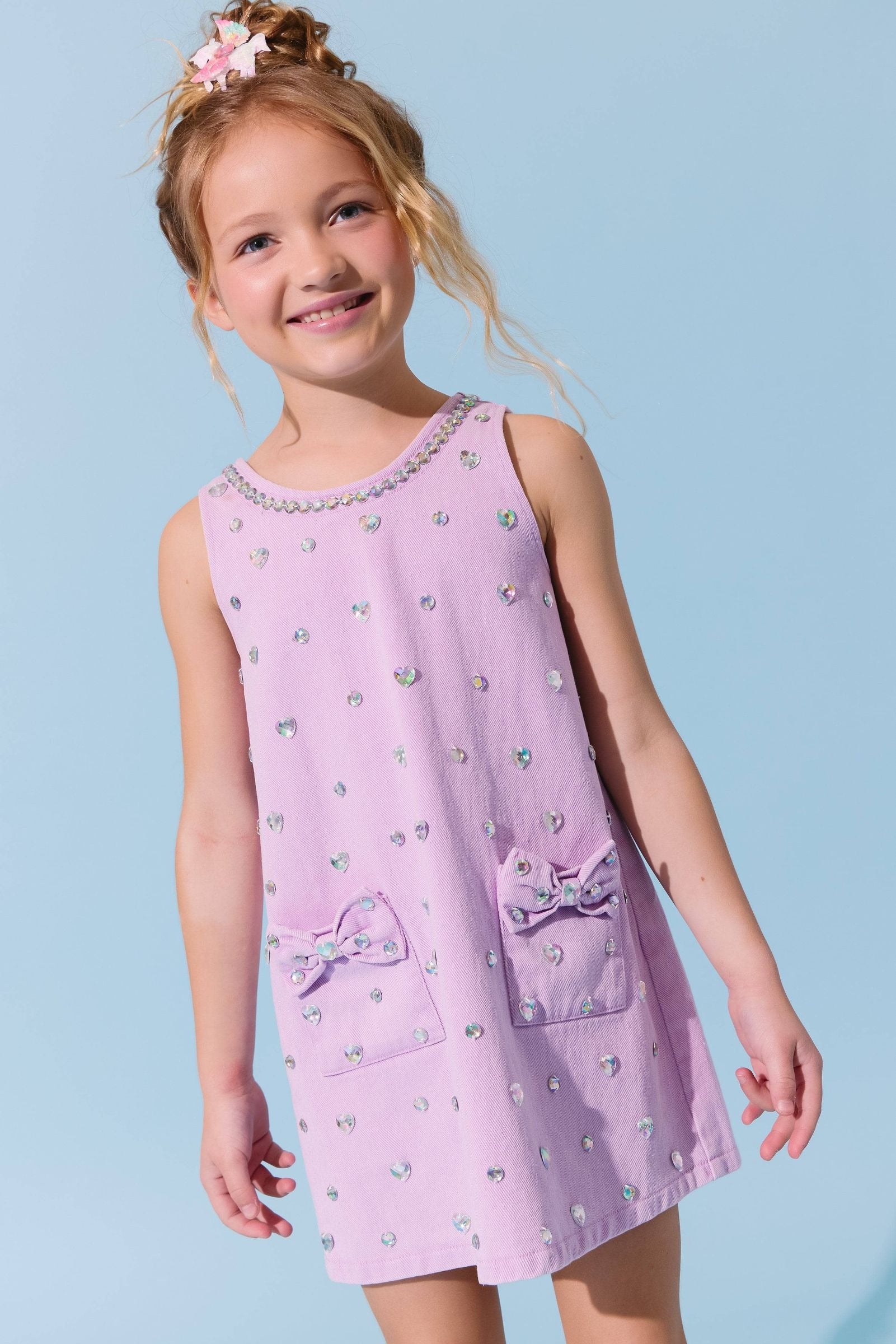 Dress - Lavender Crystal Heart Bow