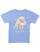 Light blue t-shirt with a dog and life buoy graphic on a white background
