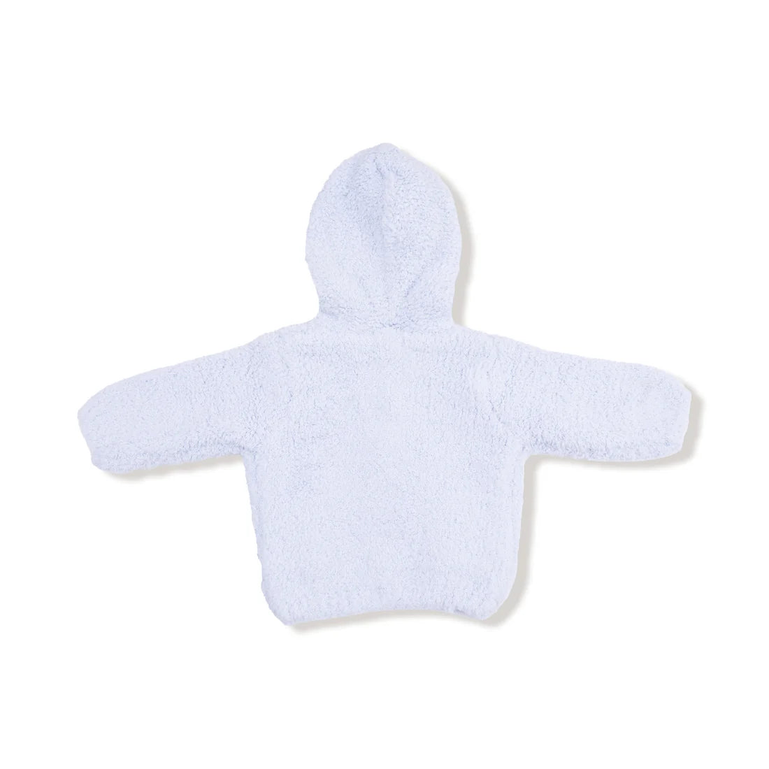 A light blue chenille hooded jacket with long sleeves, shown from the back on a white background.
