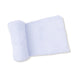 A light blue chenille blanket on a white background