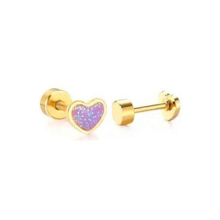 Earrings - Nora Heart Purple