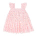 Pink dress with bunnyl pattern on a white background