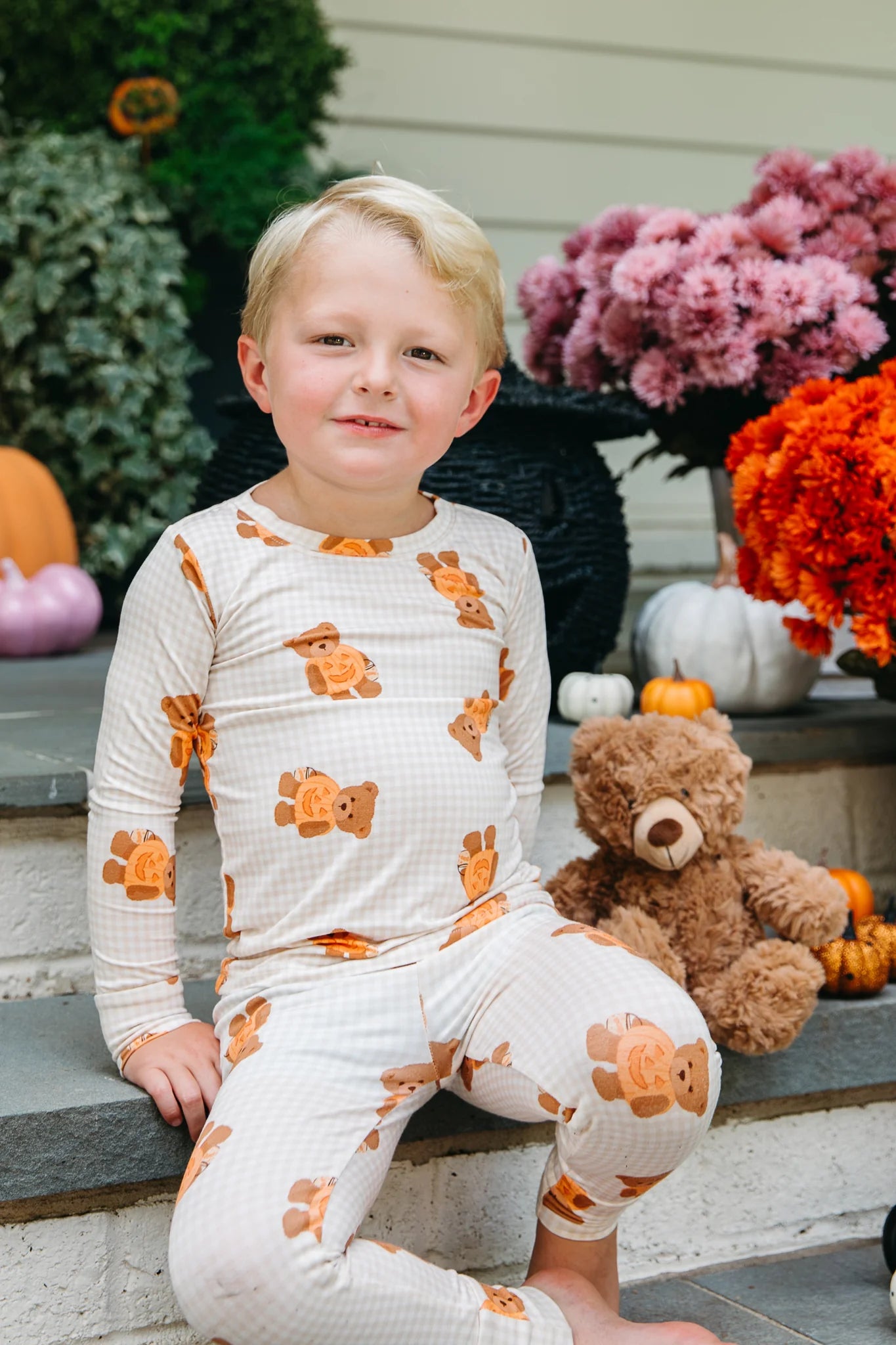 Loungewear Set - Gingham Little Boo Bear