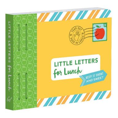 Packaging of 'Little Letters for Lunch' with a yellow and green design.