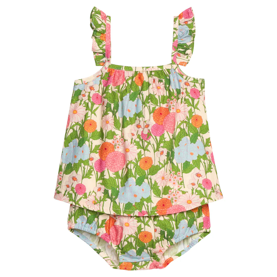 Floral two-piece bloomer set on a white background