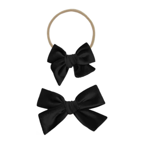 Nylon Headband - Velvet Black Bow