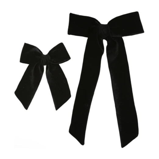 Hair Clip - Velvet Black Sash Bow