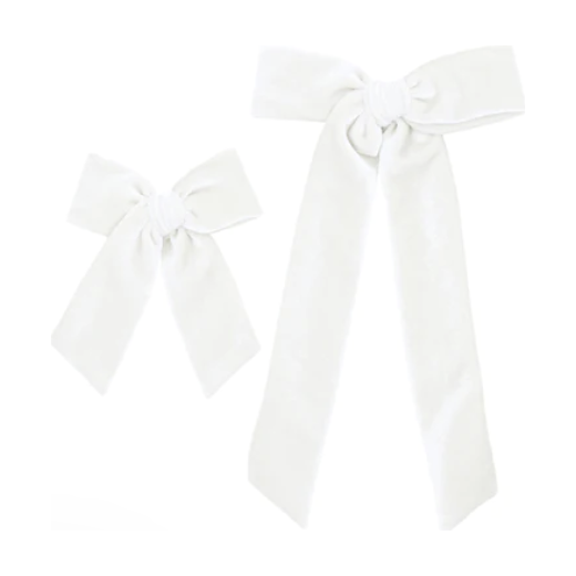 Hair Clip - Velvet Ivory Sash Bow