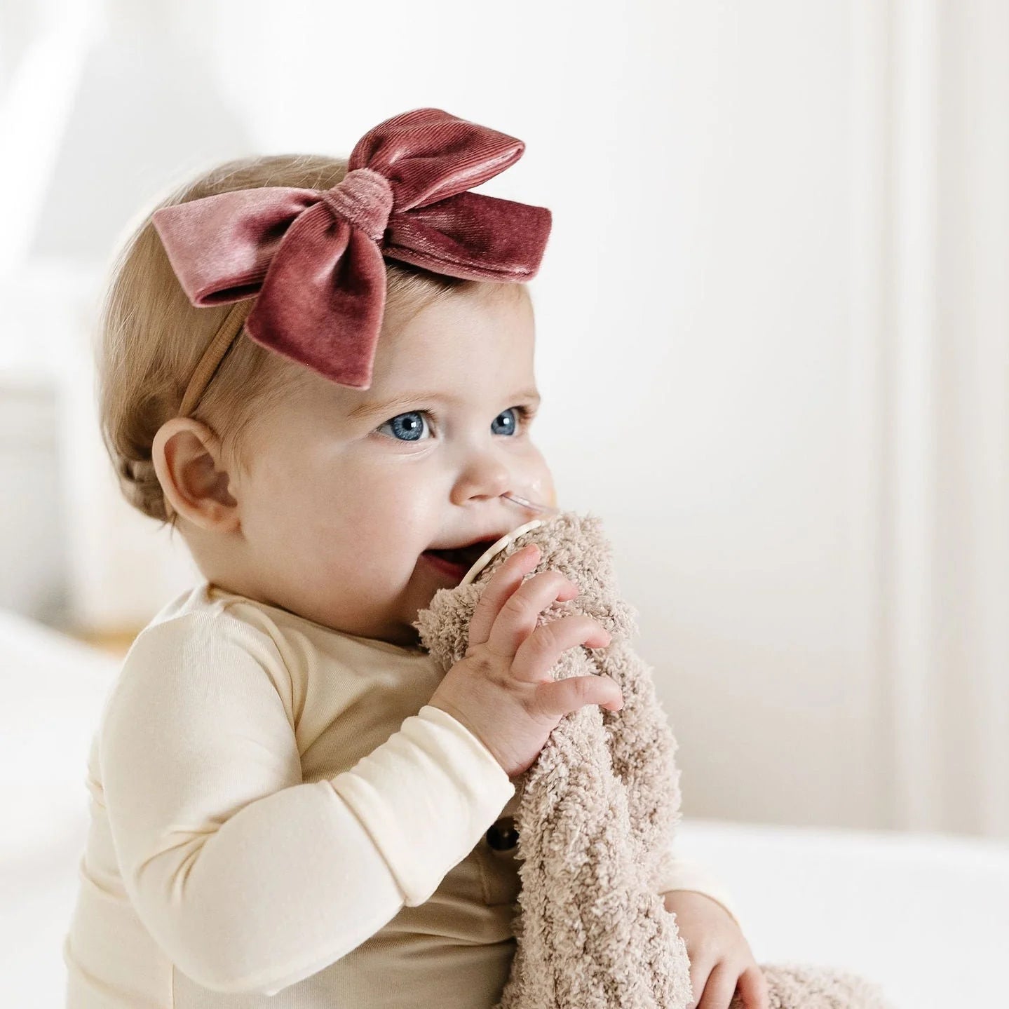 Nylon Headband - Velvet Rose Bow