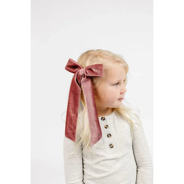 Hair Clip - Velvet Rose Sash Bow