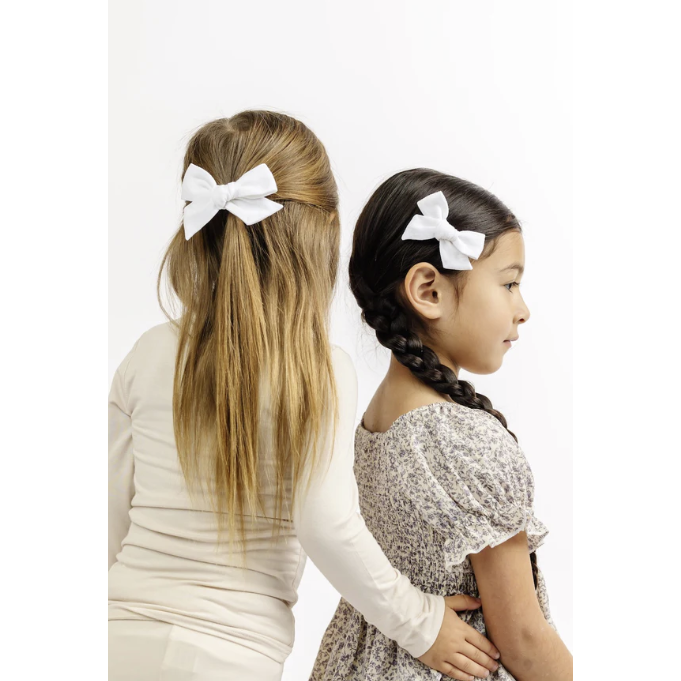 Hair Clip - Linen Classic White Bow