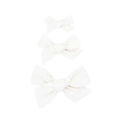 Hair Clip - Linen Classic White Bow