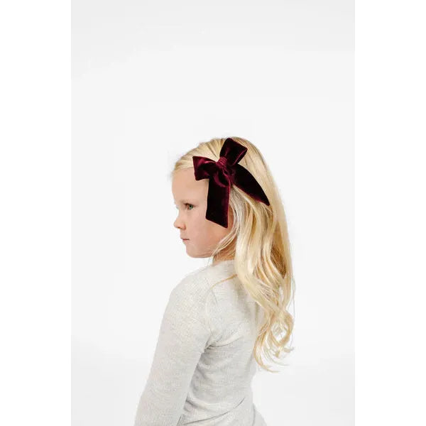 Hair Clip - Velvet Wine Sash Bow