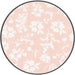 A fabric sample showing a soft blush pink background with a delicate white floral pattern, framed by a thin dark gray border on a white background.