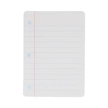 Notebook with lined pages on a white background