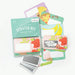 Scratch-off lunchbox notes with colorful designs on a white background