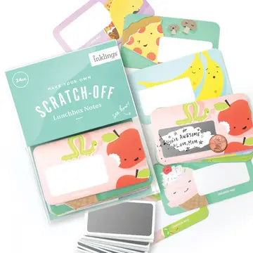 Set of lunchbox notes with cartoon designs on a white background
