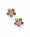 Multicolored gemstone earrings on a white background