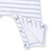 White baby romper with gray stripes on a white background