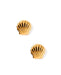 Gold shell-shaped earrings on a white background