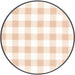 A circular product featuring a classic gingham checkered pattern in soft beige and white, framed by a thin dark gray border.